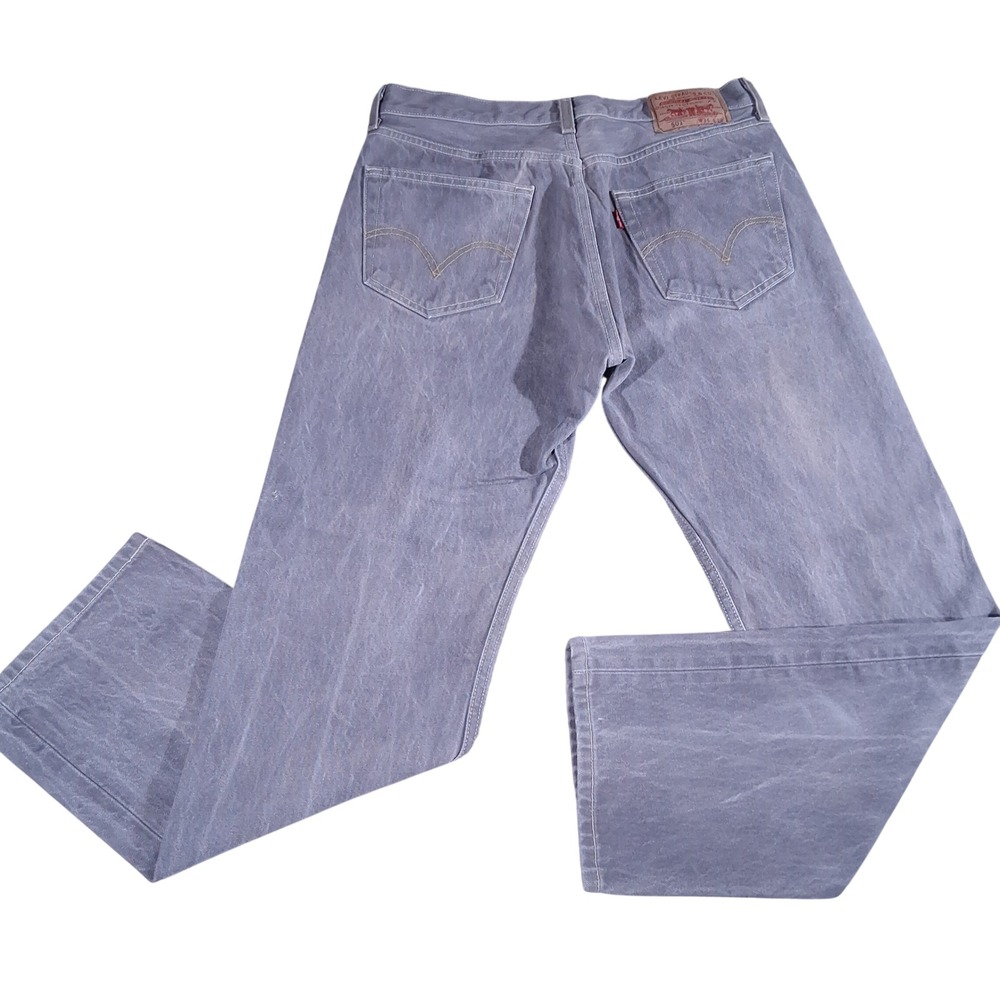 Levis 501 Org. Gray Acid Wash Str. Leg Button Fly Jeans Mens 34x32 (Fits 32x30)